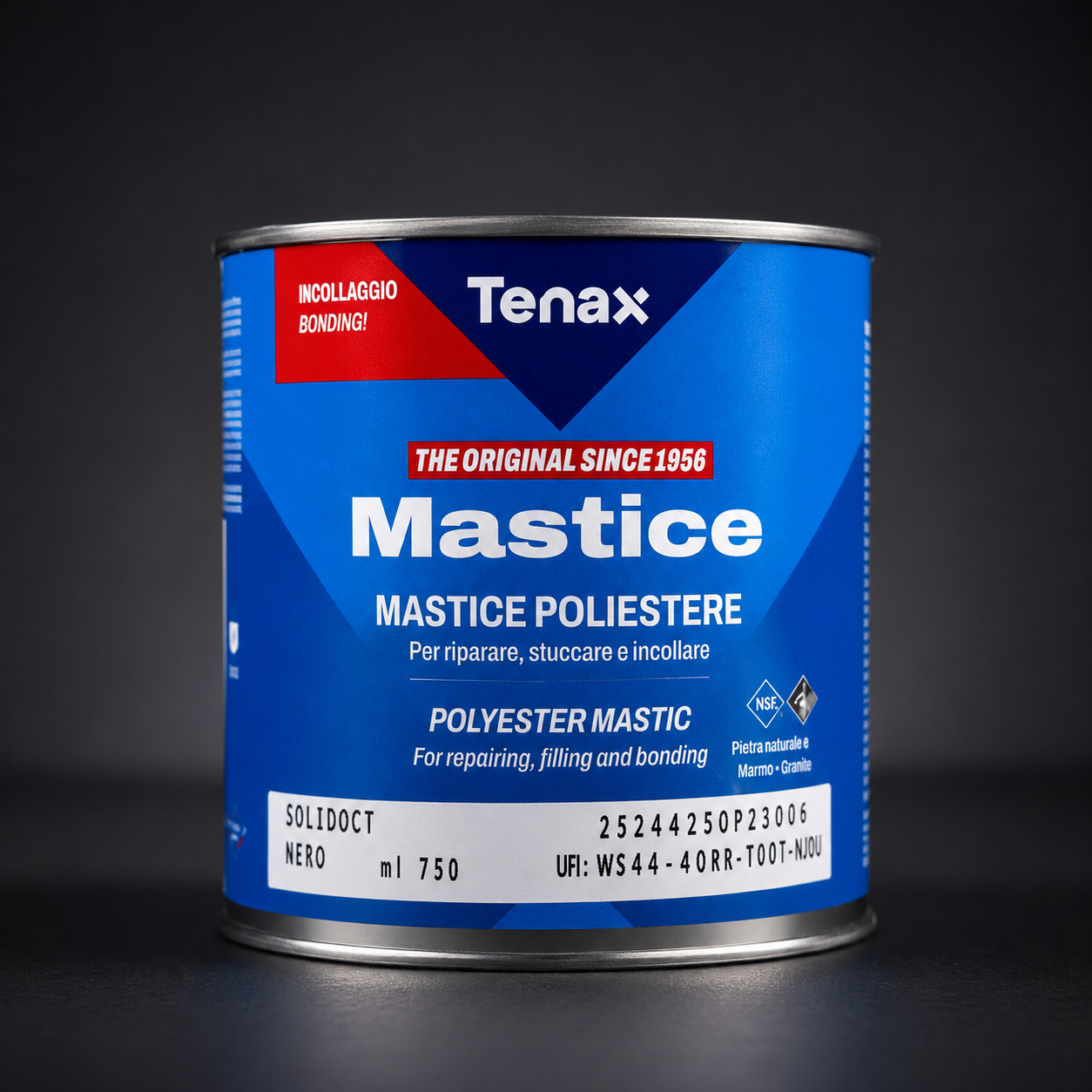 Tenax Solidoct Nero – Mastic Poliester Profesional pentru Lipire și Reparații – 750 ml + intaritor 45ml