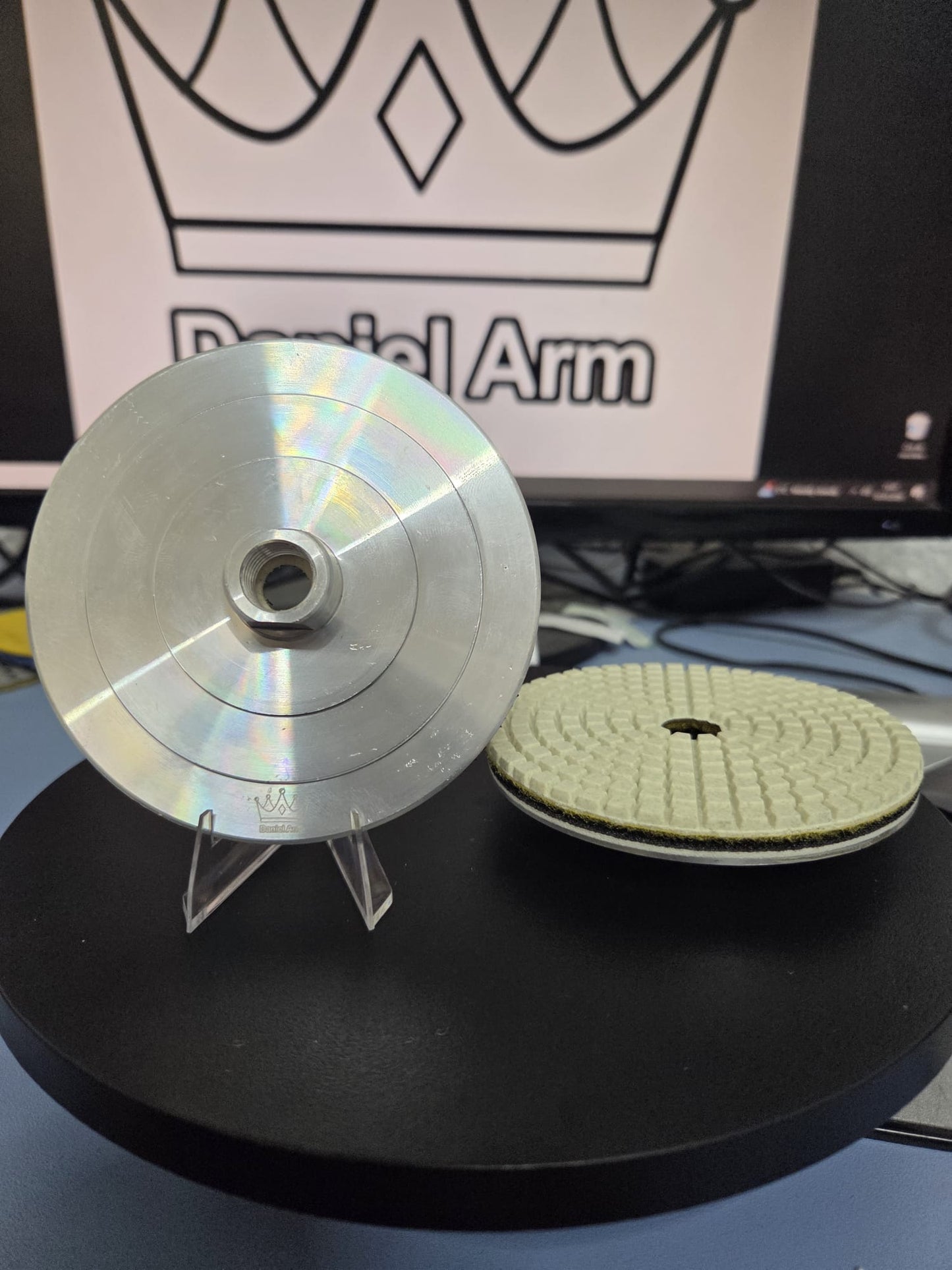 Pad suport profesional Ø100 mm aluminiu slim cu filet M14 pentru polizor unghiular