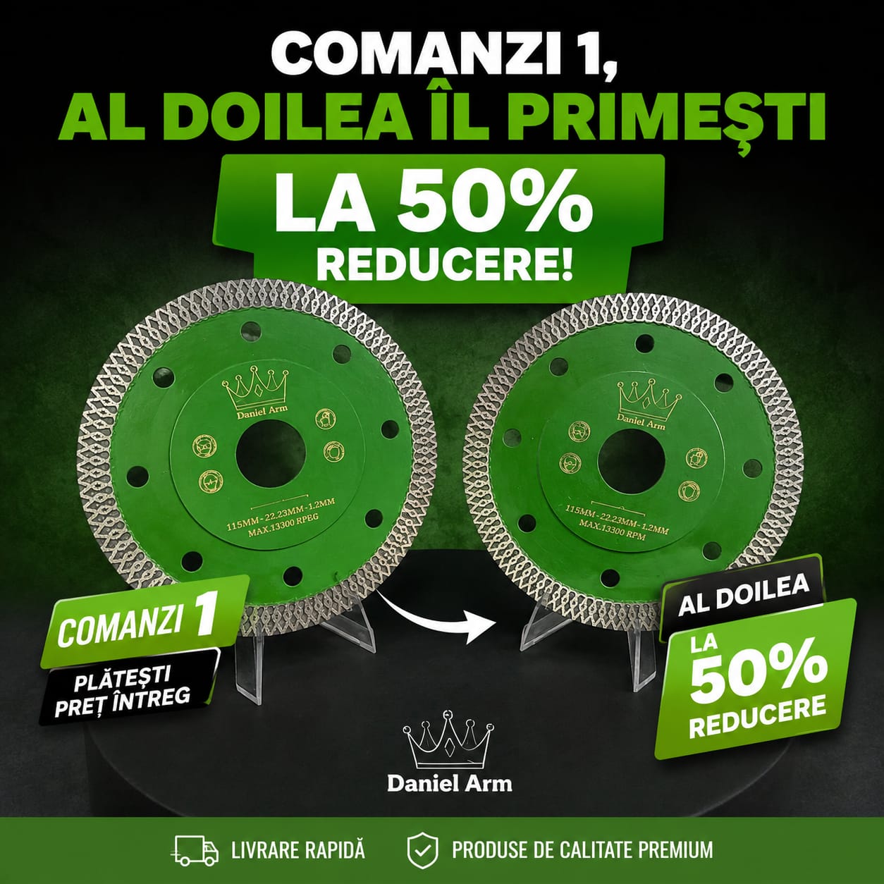 Disc Diamantat profesional 1,2 mm, diametru  115 mm 1,2mm 1+1 la 50% Reducere