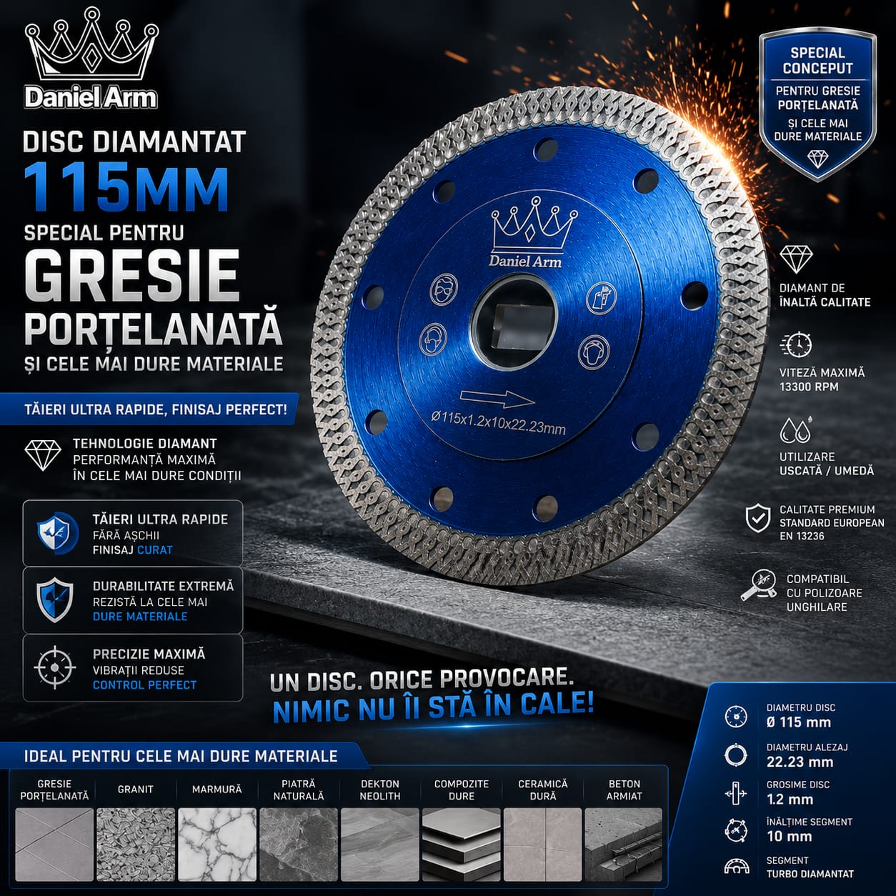 Disc diamantat ULTRA PROFESIONAL 1,2mm pentru gresie si faianta